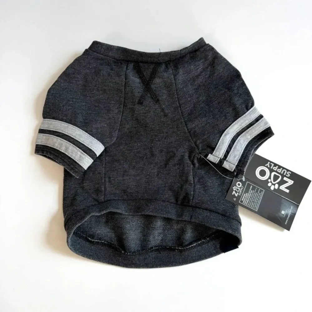 Zoo Supply Varsity Striped Short Sleeve Dog T-Shirt - Charcoal Grey